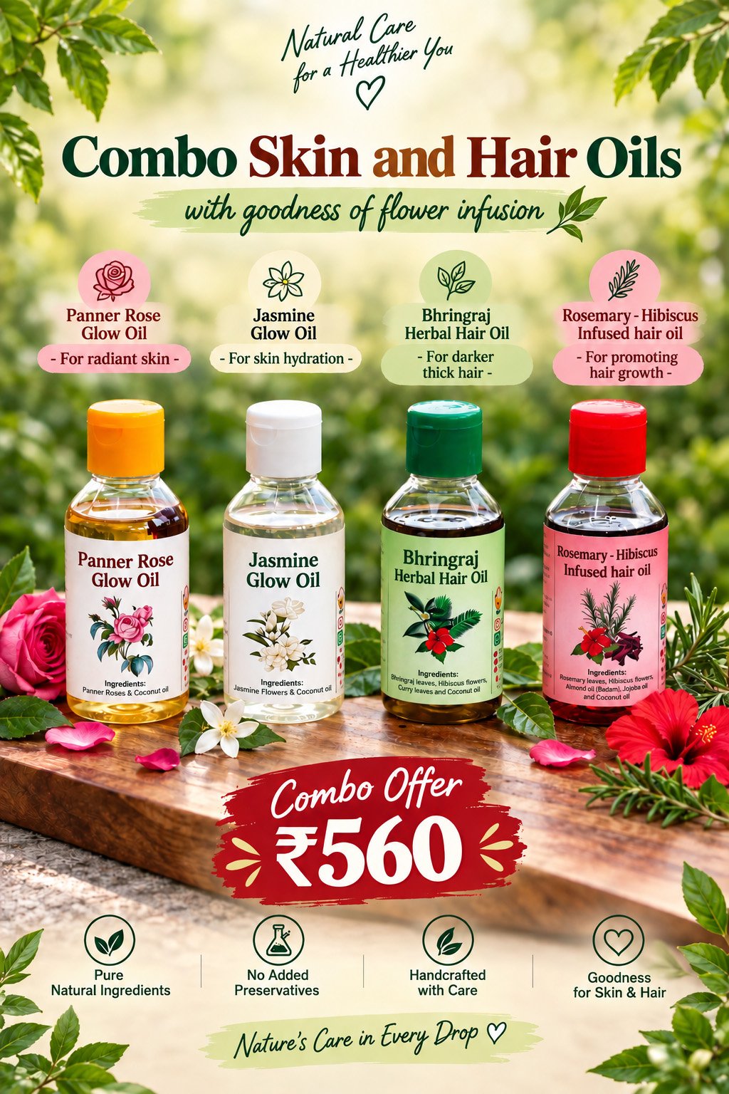 Hair & Skin Floral Oils Combo